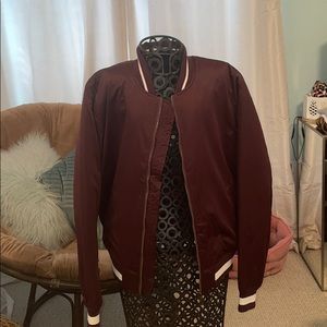 maroon bomber jacket